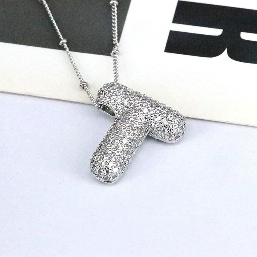 simple style classic style letter copper plating silver plated pendant necklace - Jewelry Trends USA