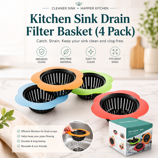 Kitchen Sink Drain Filter Basket (4 Pack)