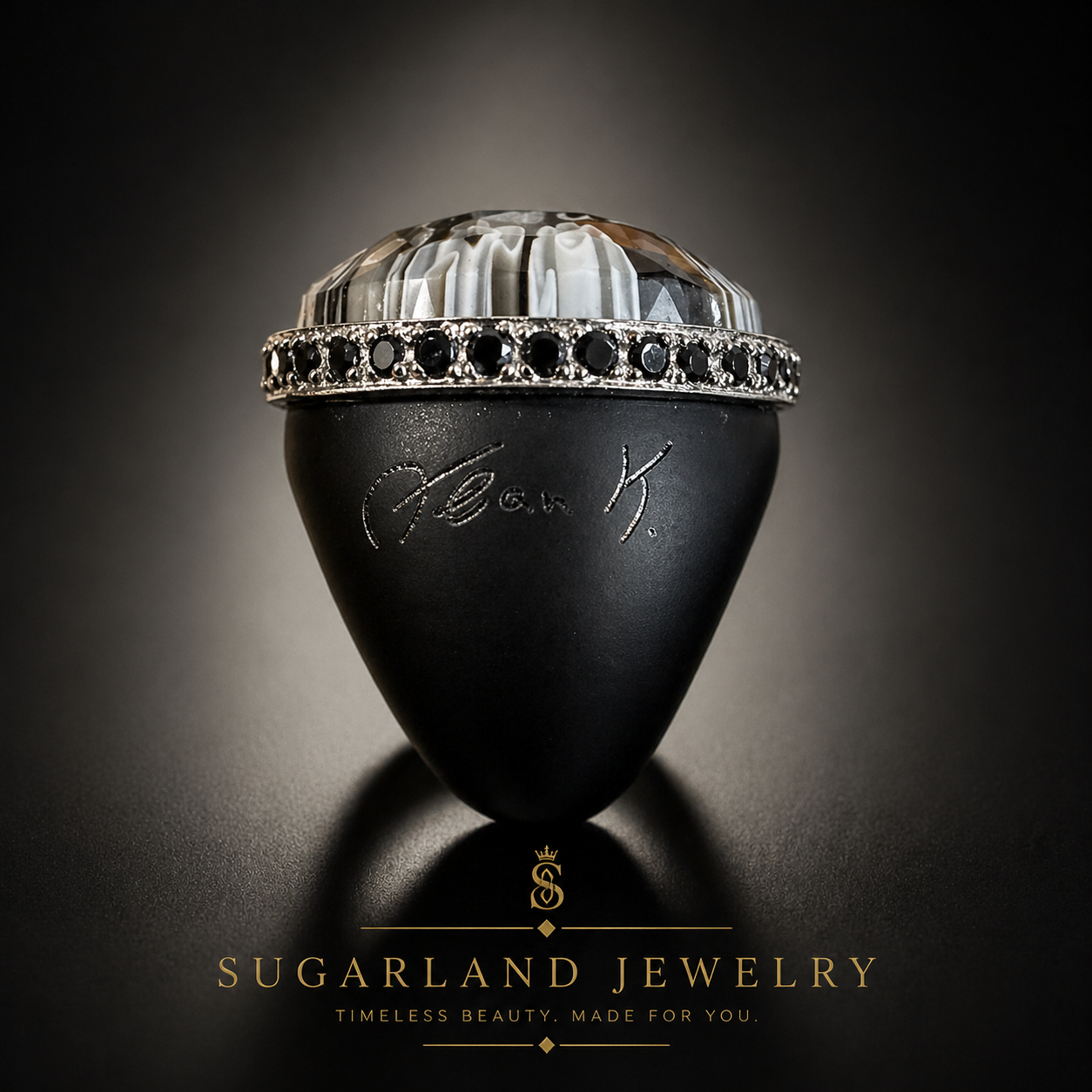 Obsidian Crown Statement Ring – Luxury Black Stone | SUGARLAND JEWELRY