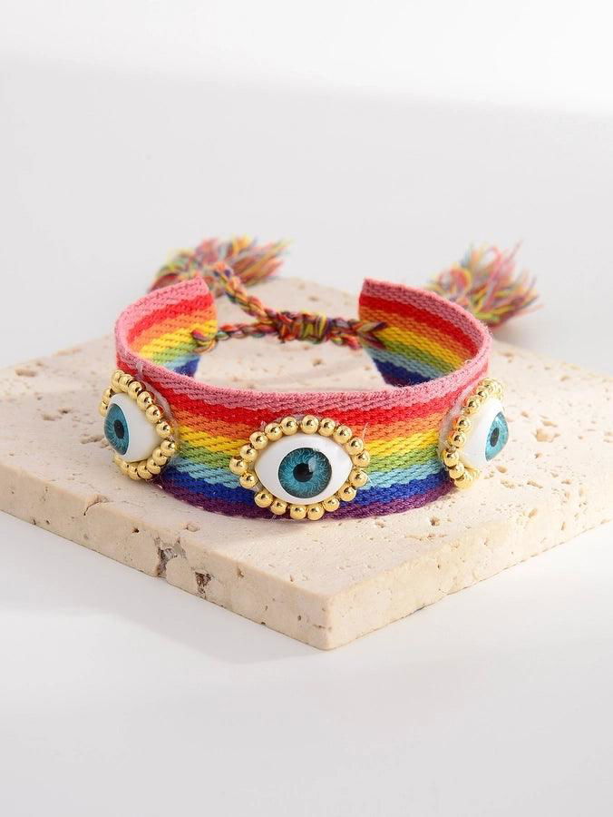 vacation simple style devil's eye rope handmade tassel braid women's bracelets - Jewelry Trends USA