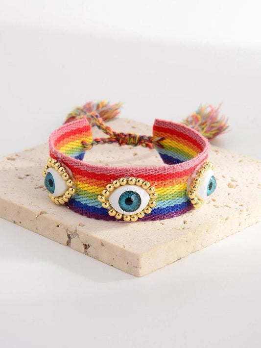 vacation simple style devil's eye rope handmade tassel braid women's bracelets - Jewelry Trends USA