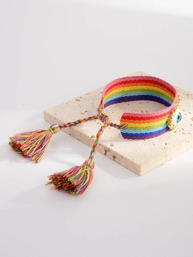 vacation simple style devil's eye rope handmade tassel braid women's bracelets - Jewelry Trends USA