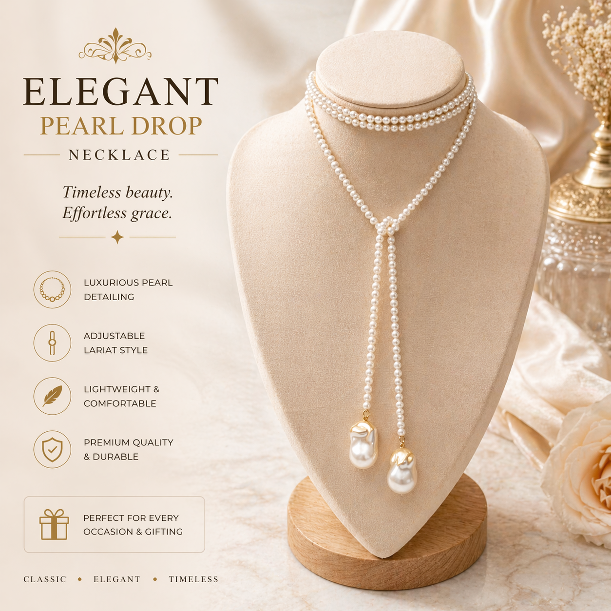 Elegant Pearl Drop Necklace