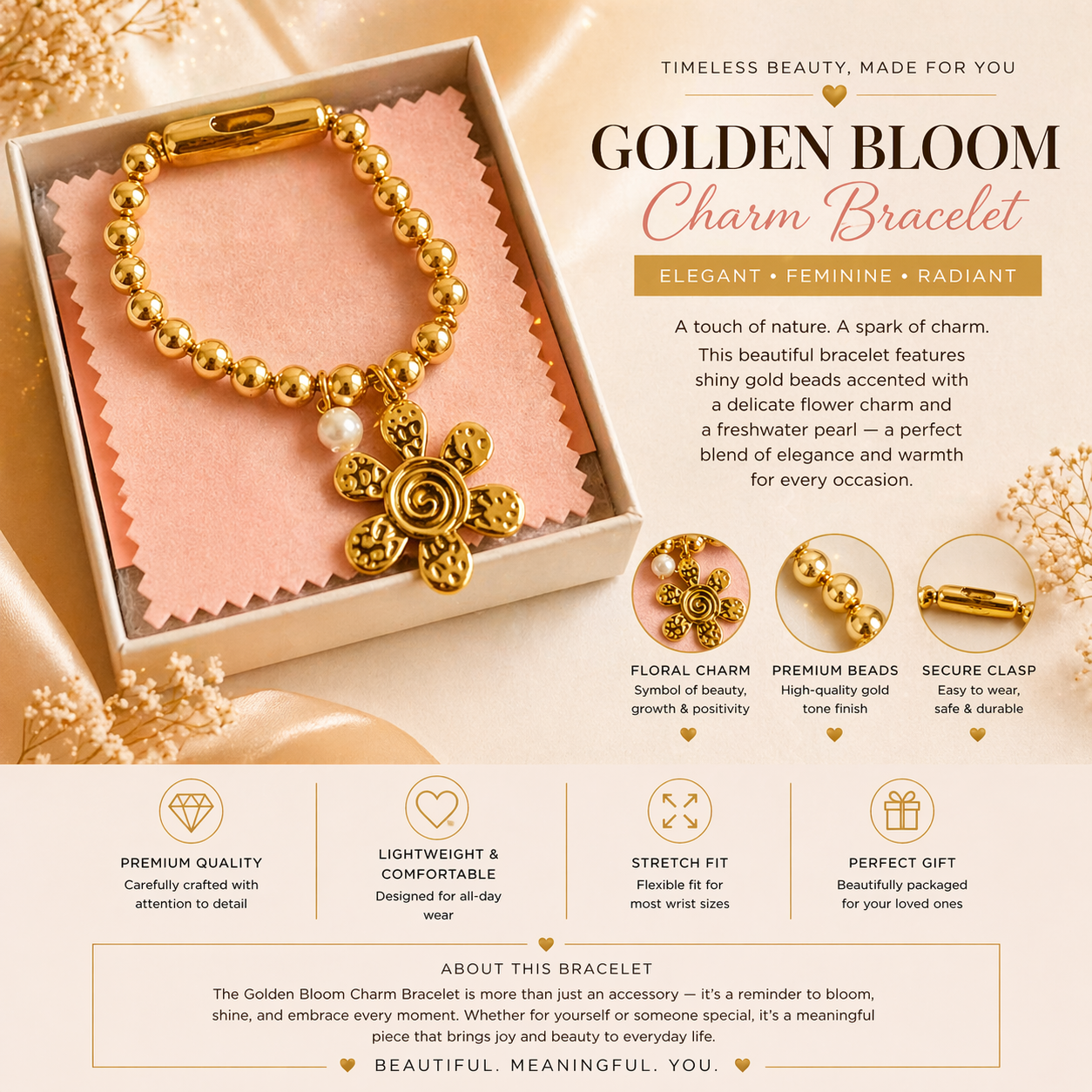 Golden Bloom Charm Bracelet